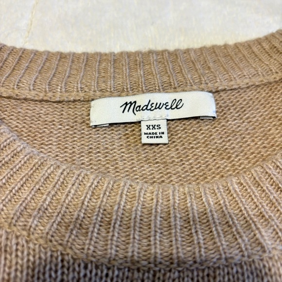 Madewell Crew Neck Long Sleeved Pullover Sweater, Size XXS, Tan - Picture 6 of 11